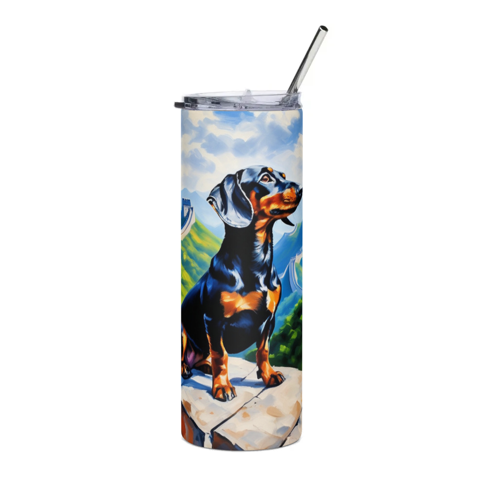 PugMug Custom Black Dachshund Stainless Steel Tumbler