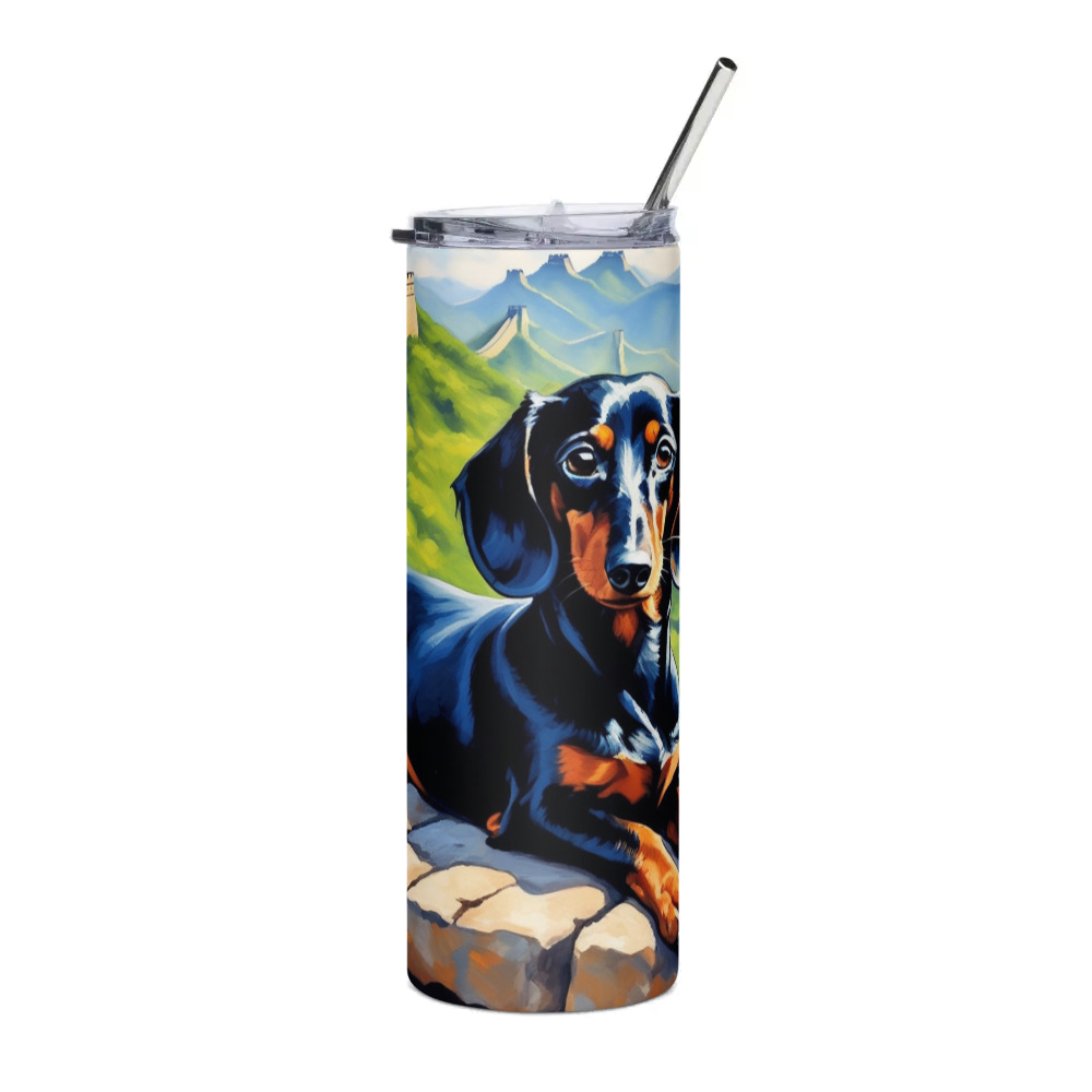 PugMug Custom Black Dachshund Stainless Steel Tumbler