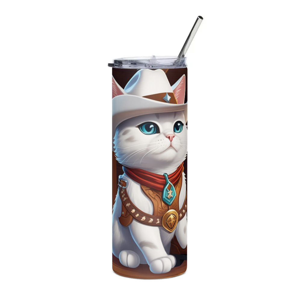 PugMug Custom White Exotic Cat Stainless Steel Tumbler