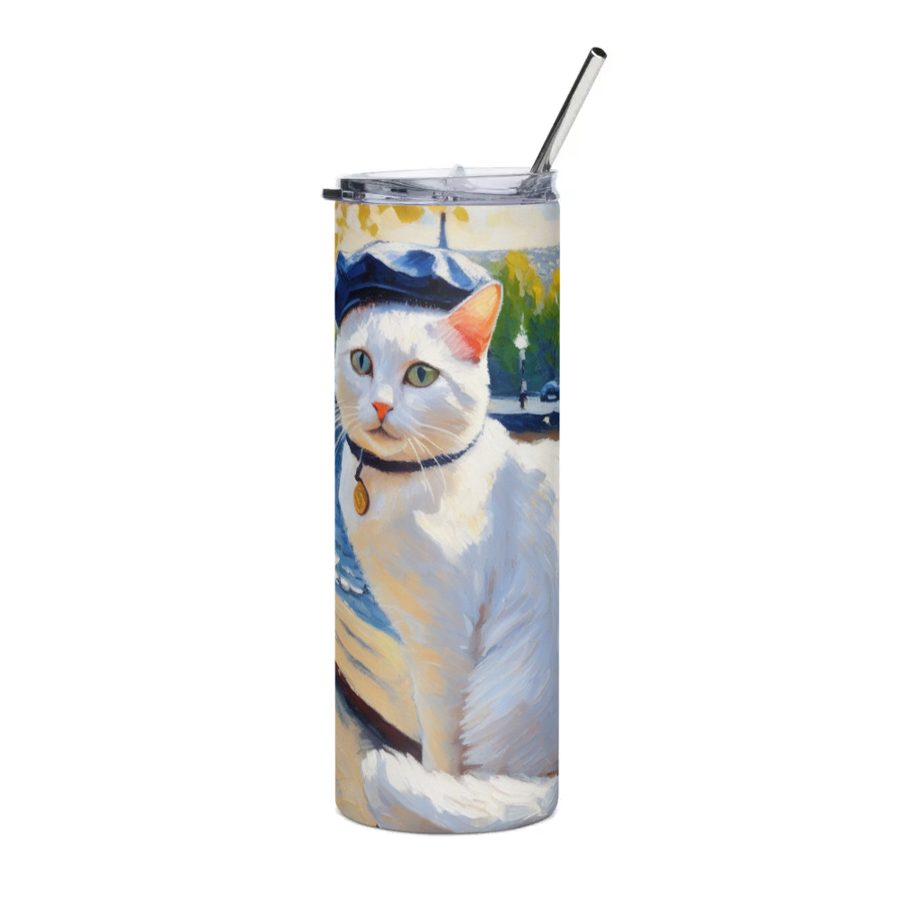 PugMug Custom White Companion Cat Stainless Steel Tumbler