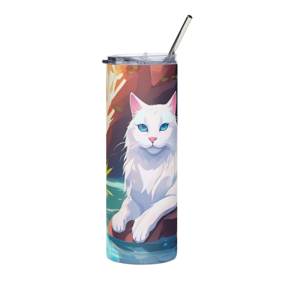PugMug Custom White Companion Cat Stainless Steel Tumbler