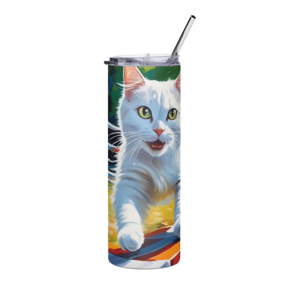 PugMug Custom White Companion Cat Stainless Steel Tumbler