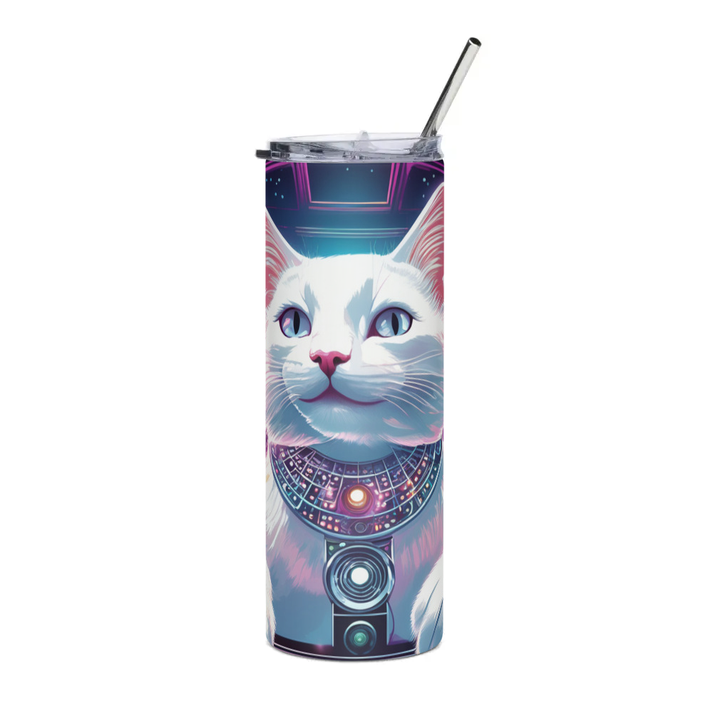 PugMug Custom White Companion Cat Stainless Steel Tumbler