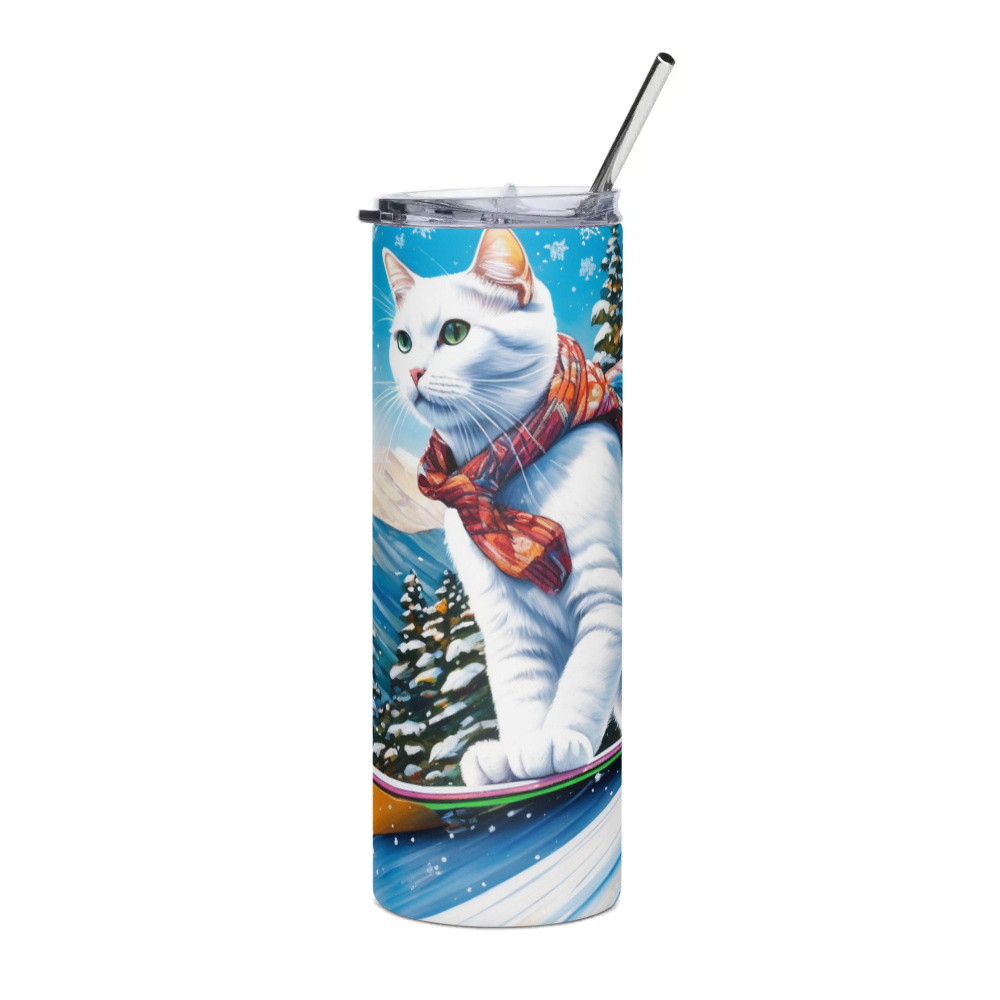 PugMug Custom White Companion Cat Stainless Steel Tumbler