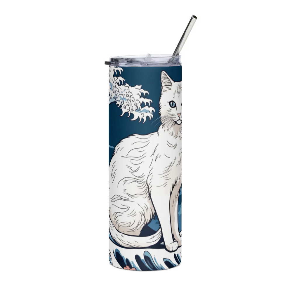 PugMug Custom White Companion Cat Stainless Steel Tumbler