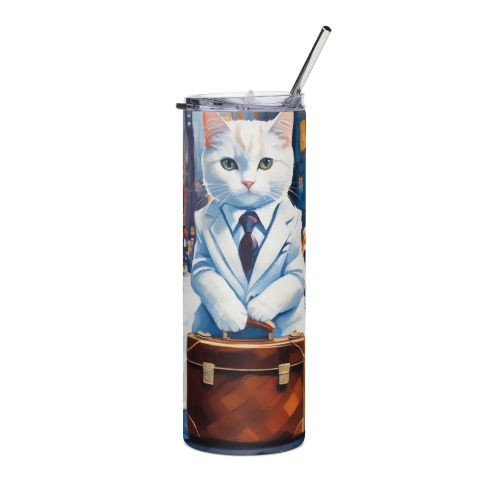 PugMug Custom White Companion Cat Stainless Steel Tumbler