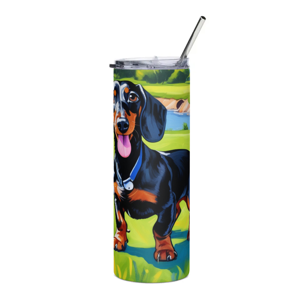PugMug Custom Black Dachshund Stainless Steel Tumbler