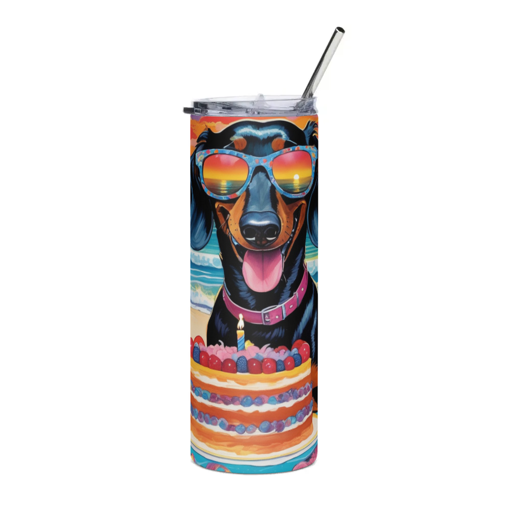 PugMug Custom Black Dachshund Stainless Steel Tumbler