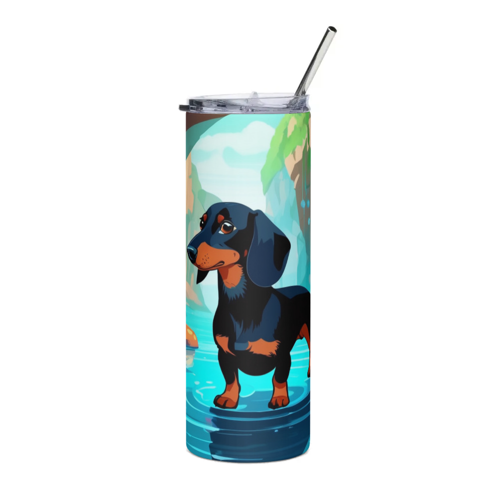 PugMug Custom Black Dachshund Stainless Steel Tumbler