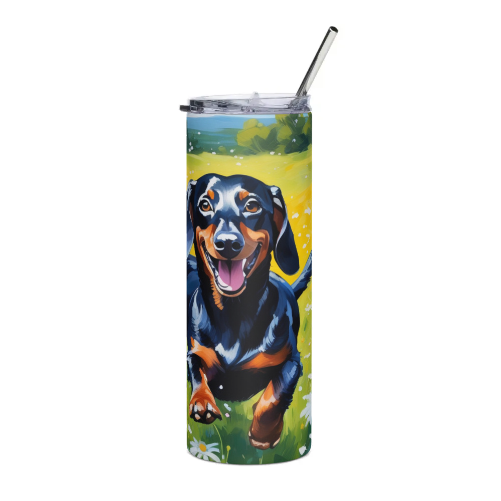 PugMug Custom Black Dachshund Stainless Steel Tumbler