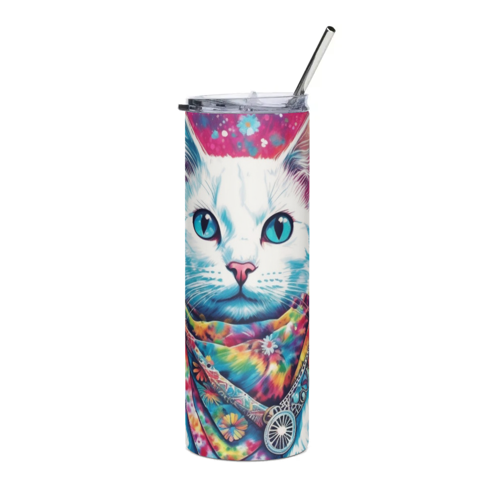 PugMug Custom White Companion Cat Stainless Steel Tumbler