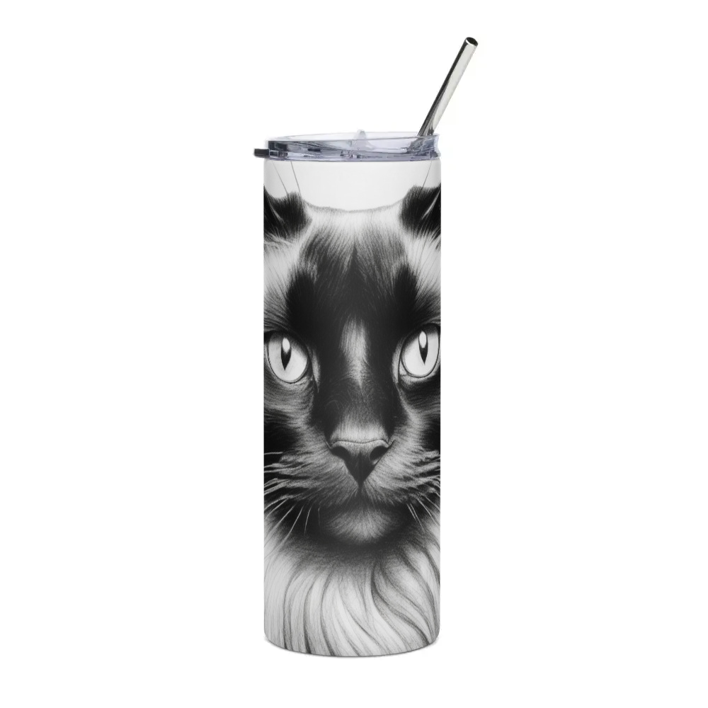PugMug Custom Black Ragdoll Cat Stainless Steel Tumbler