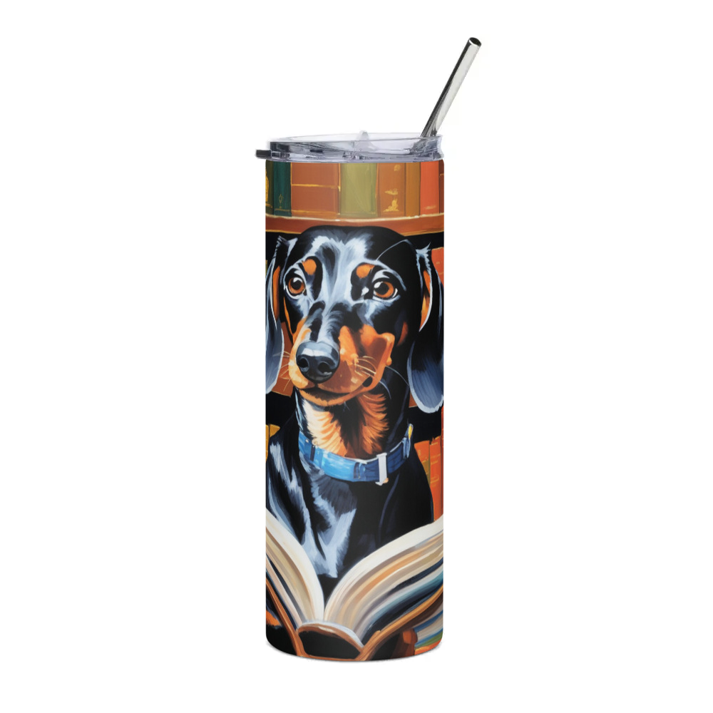 PugMug Custom Black Dachshund Stainless Steel Tumbler