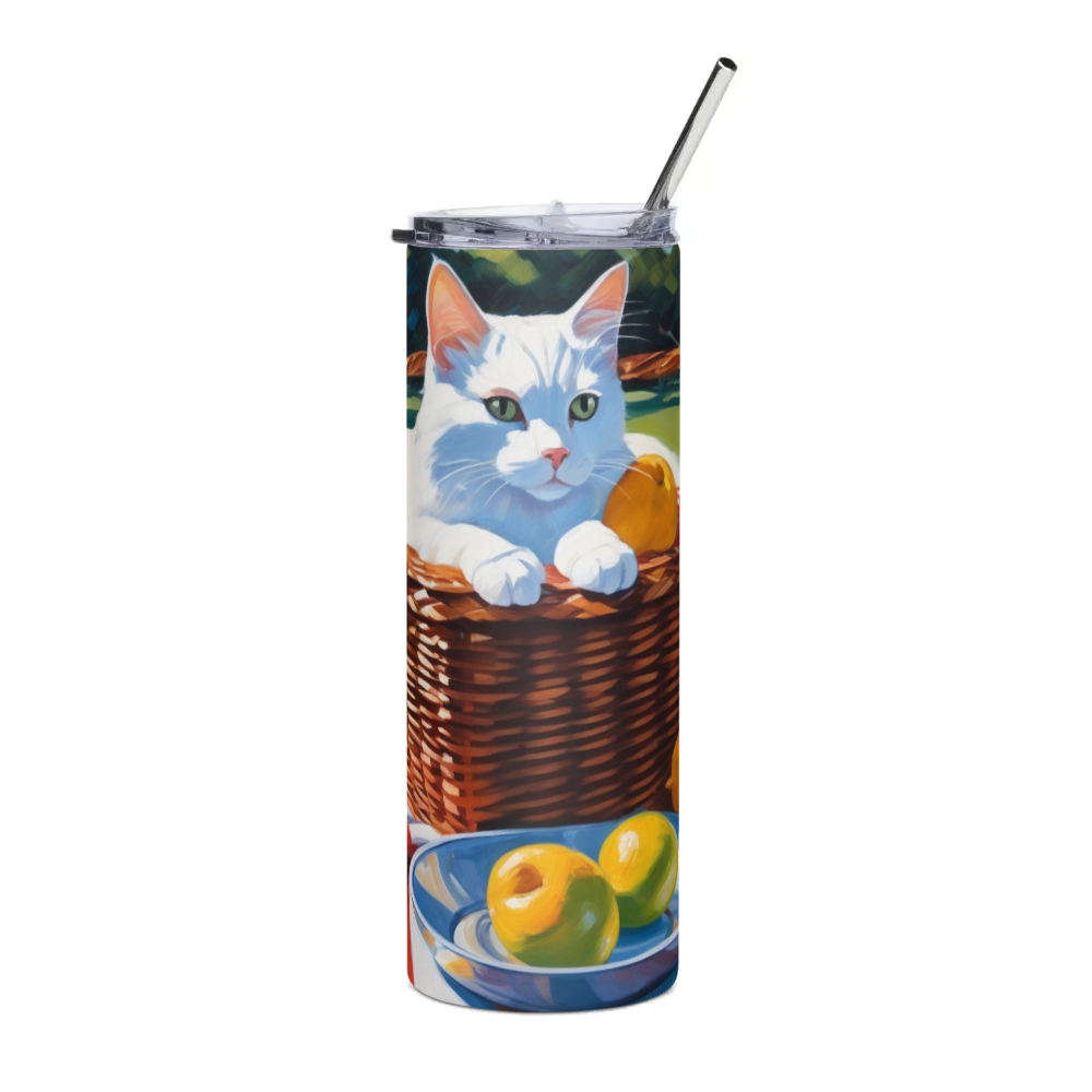 PugMug Custom White Companion Cat Stainless Steel Tumbler