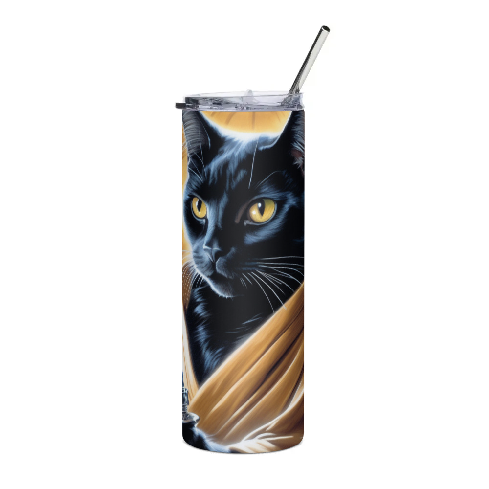 PugMug Custom Black Companion Cat Stainless Steel Tumbler