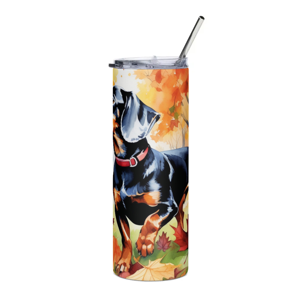 PugMug Custom Black Dachshund Stainless Steel Tumbler