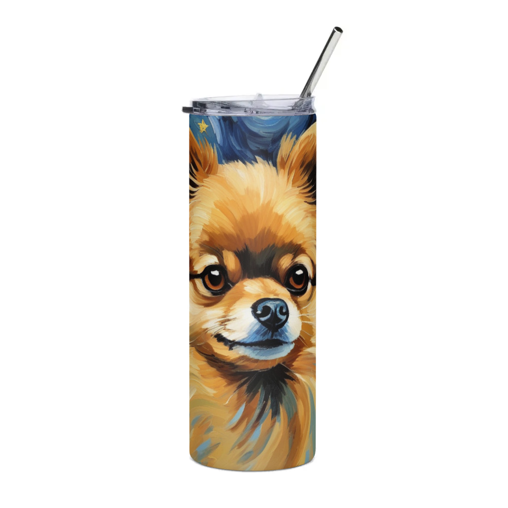 PugMug Custom Tan Pomeranian Stainless Steel Tumbler