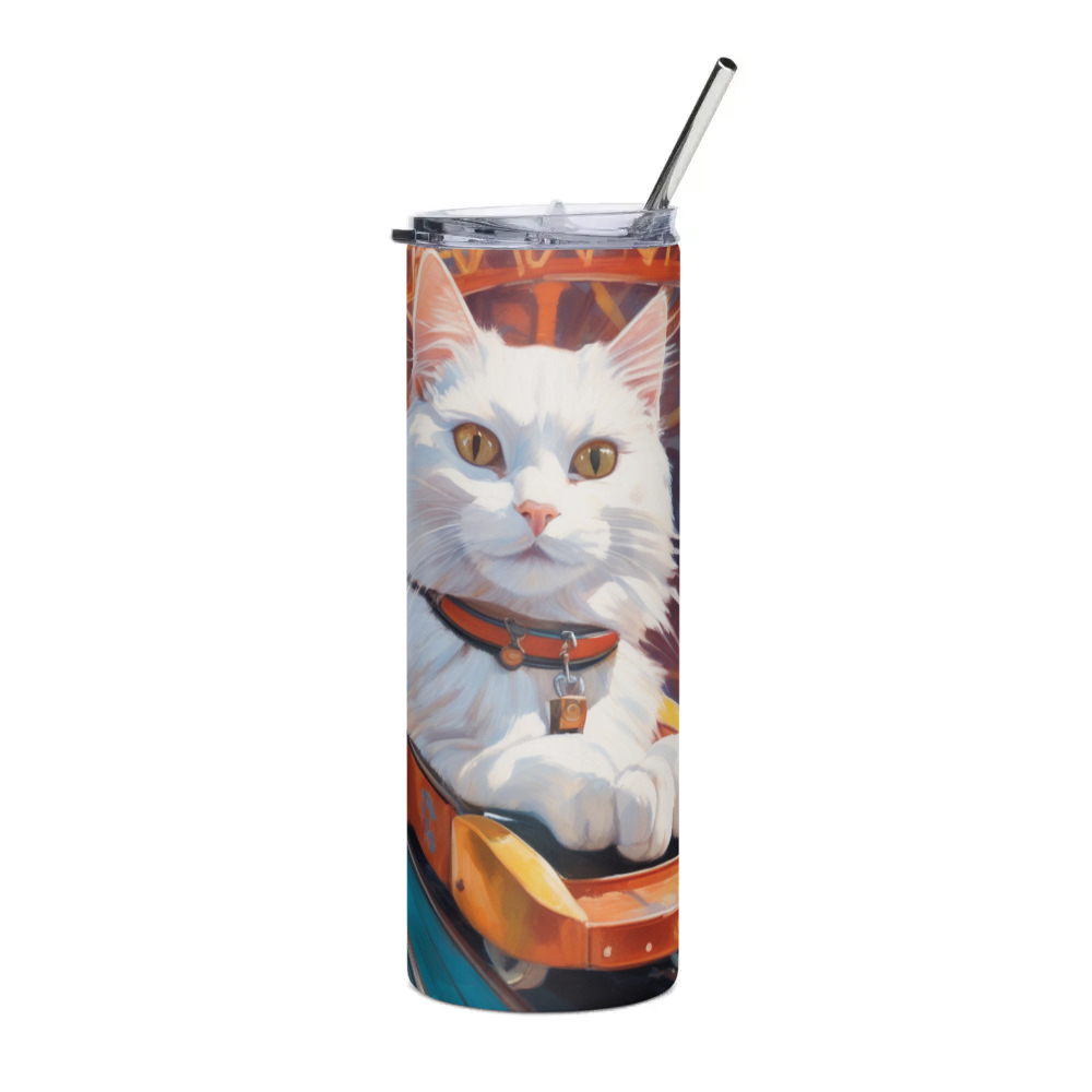 PugMug Custom White Companion Cat Stainless Steel Tumbler