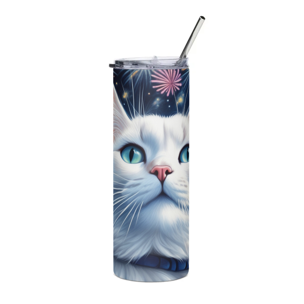 PugMug Custom White Companion Cat Stainless Steel Tumbler