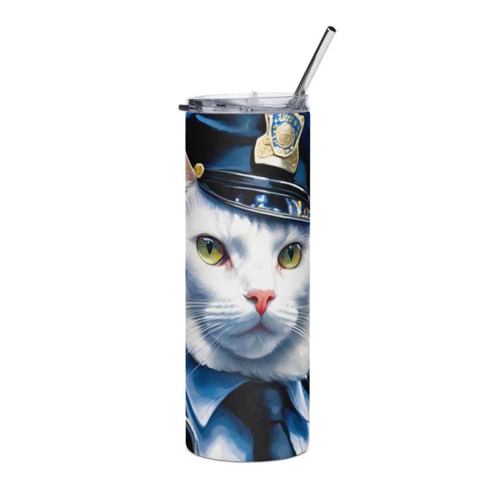 PugMug Custom White Companion Cat Stainless Steel Tumbler