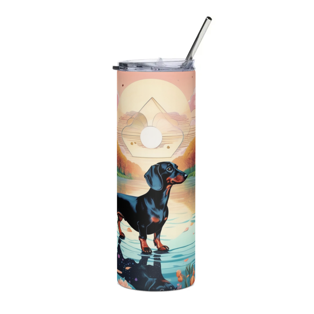 PugMug Custom Black Dachshund Stainless Steel Tumbler