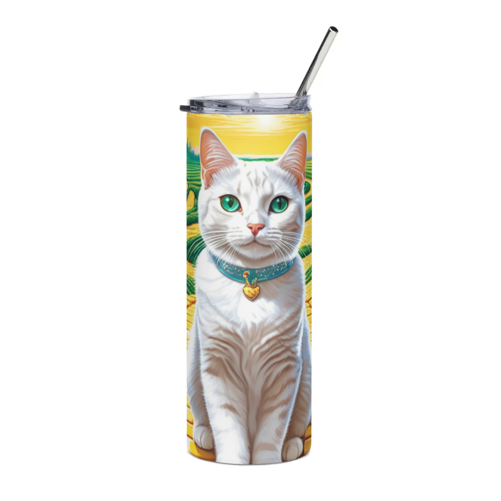 PugMug Custom White Companion Cat Stainless Steel Tumbler