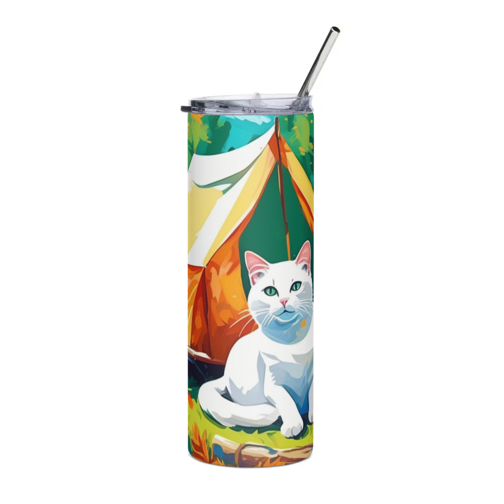 PugMug Custom White Companion Cat Stainless Steel Tumbler