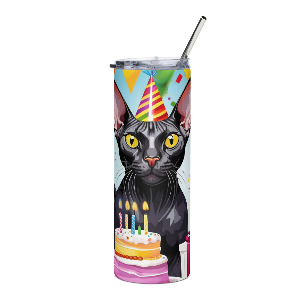 PugMug Custom Black Sphynx Cat Stainless Steel Tumbler