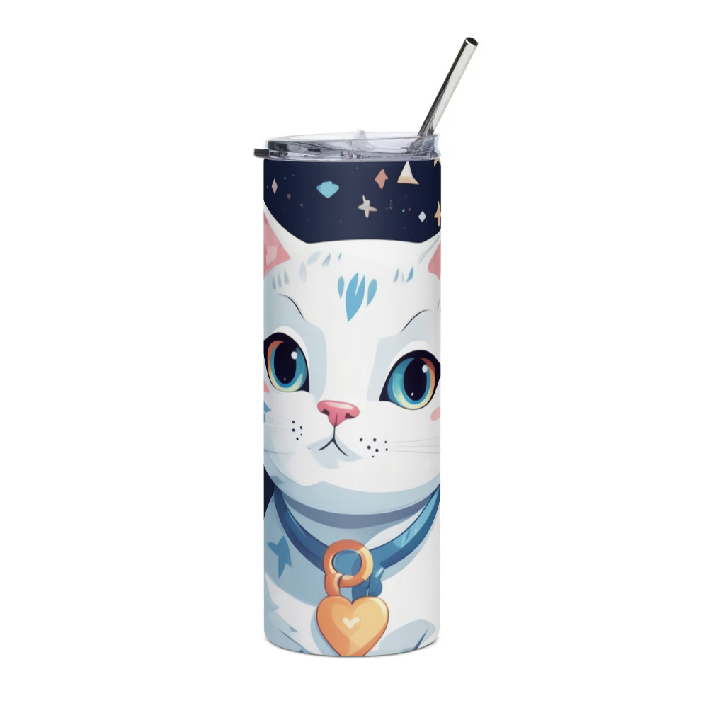 PugMug Custom White Companion Cat Stainless Steel Tumbler