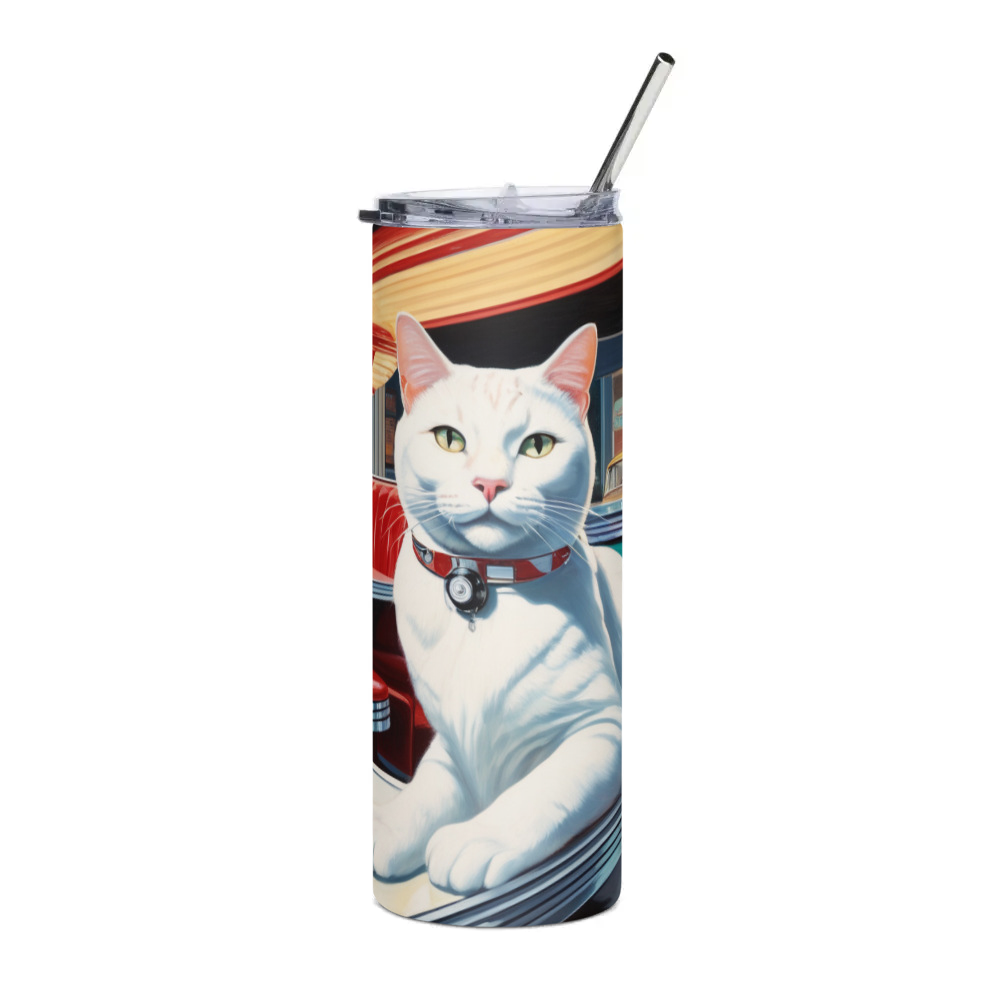 PugMug Custom White Companion Cat Stainless Steel Tumbler