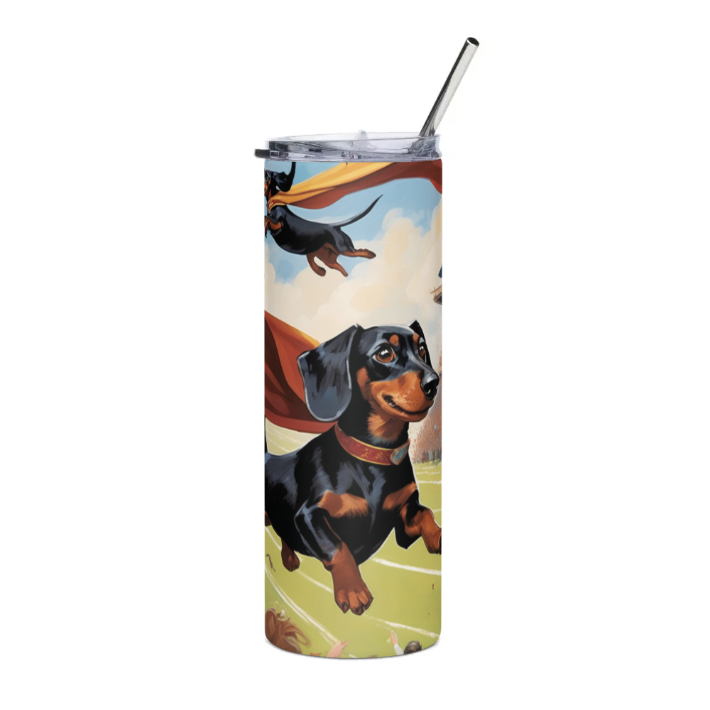 PugMug Custom Black Dachshund Stainless Steel Tumbler