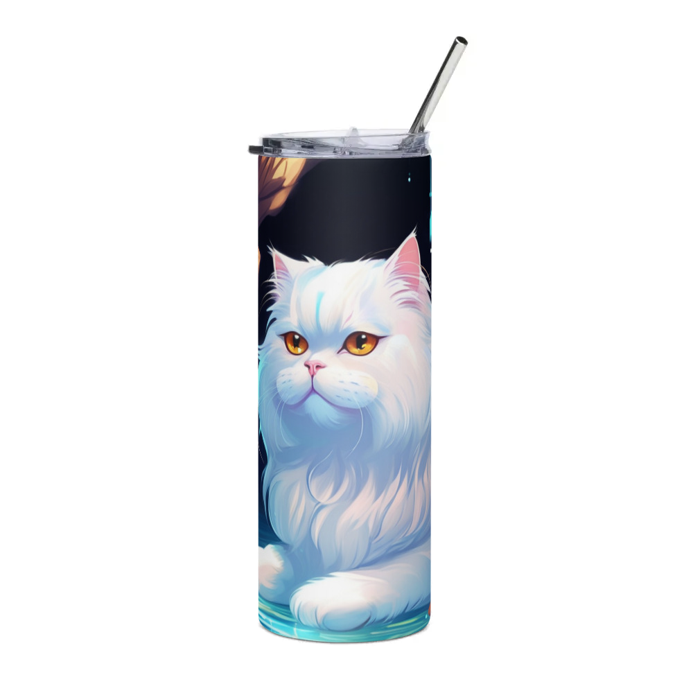 PugMug Custom White Persian Cat Stainless Steel Tumbler