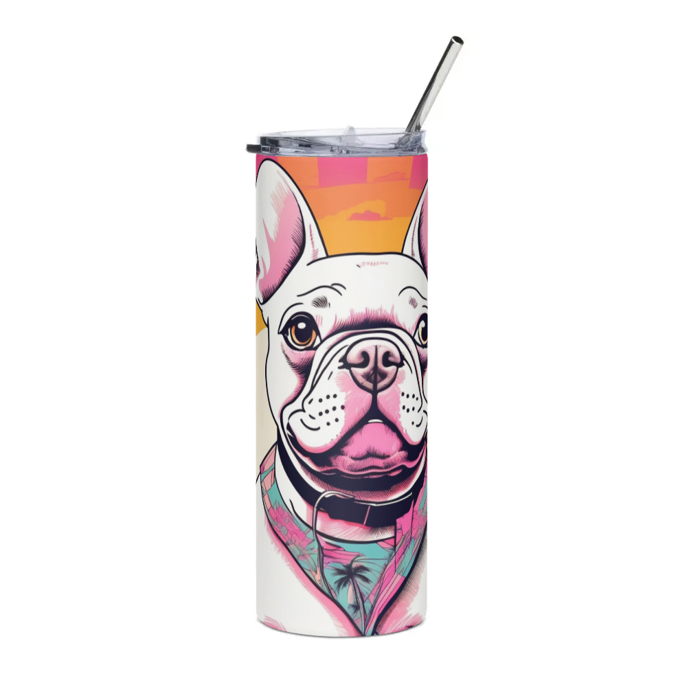 PugMug Custom White French Bulldog Stainless Steel Tumbler