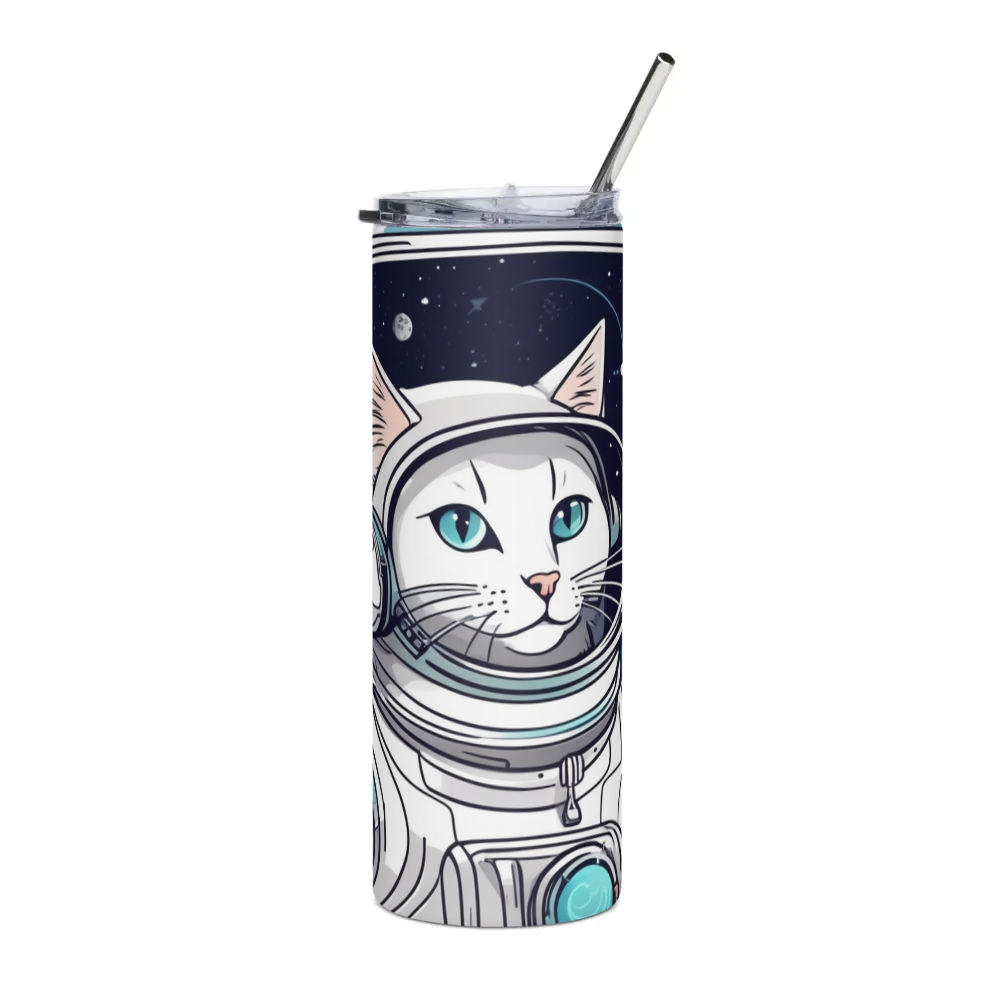 PugMug Custom White Companion Cat Stainless Steel Tumbler