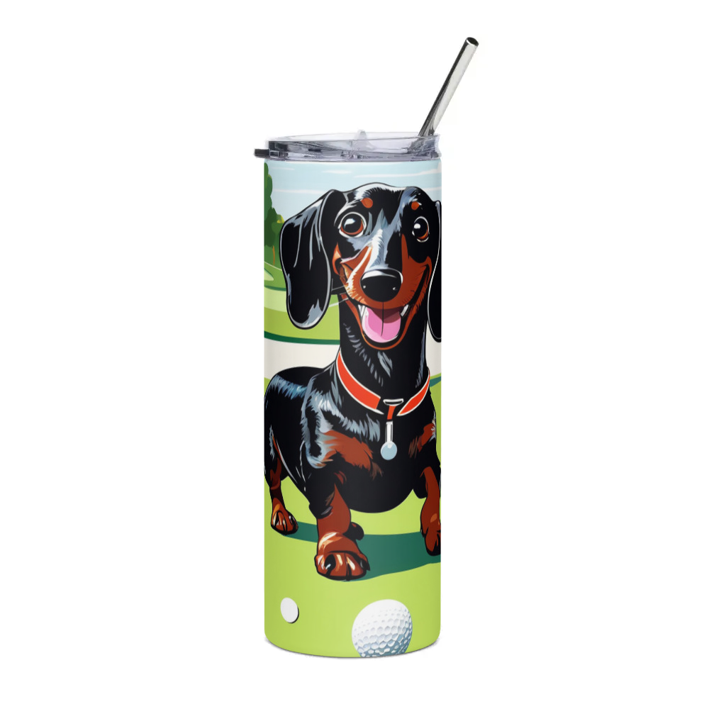 PugMug Custom Black Dachshund Stainless Steel Tumbler