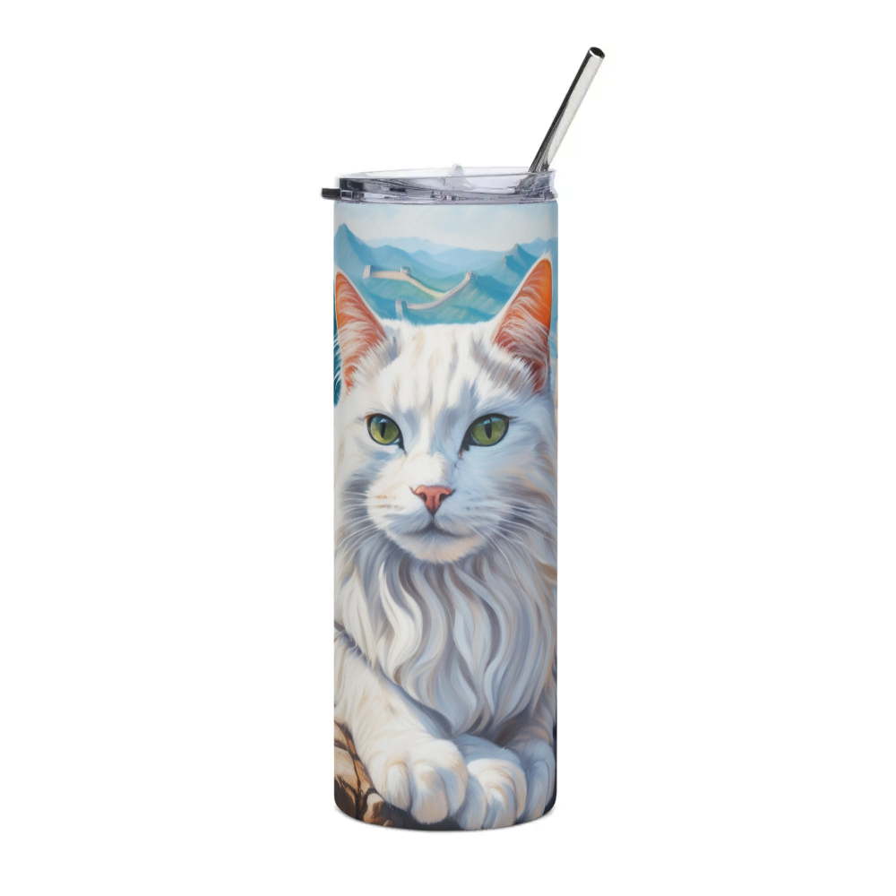 PugMug Custom White Companion Cat Stainless Steel Tumbler