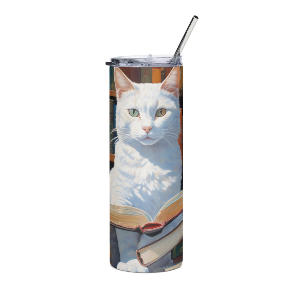 PugMug Custom White Companion Cat Stainless Steel Tumbler