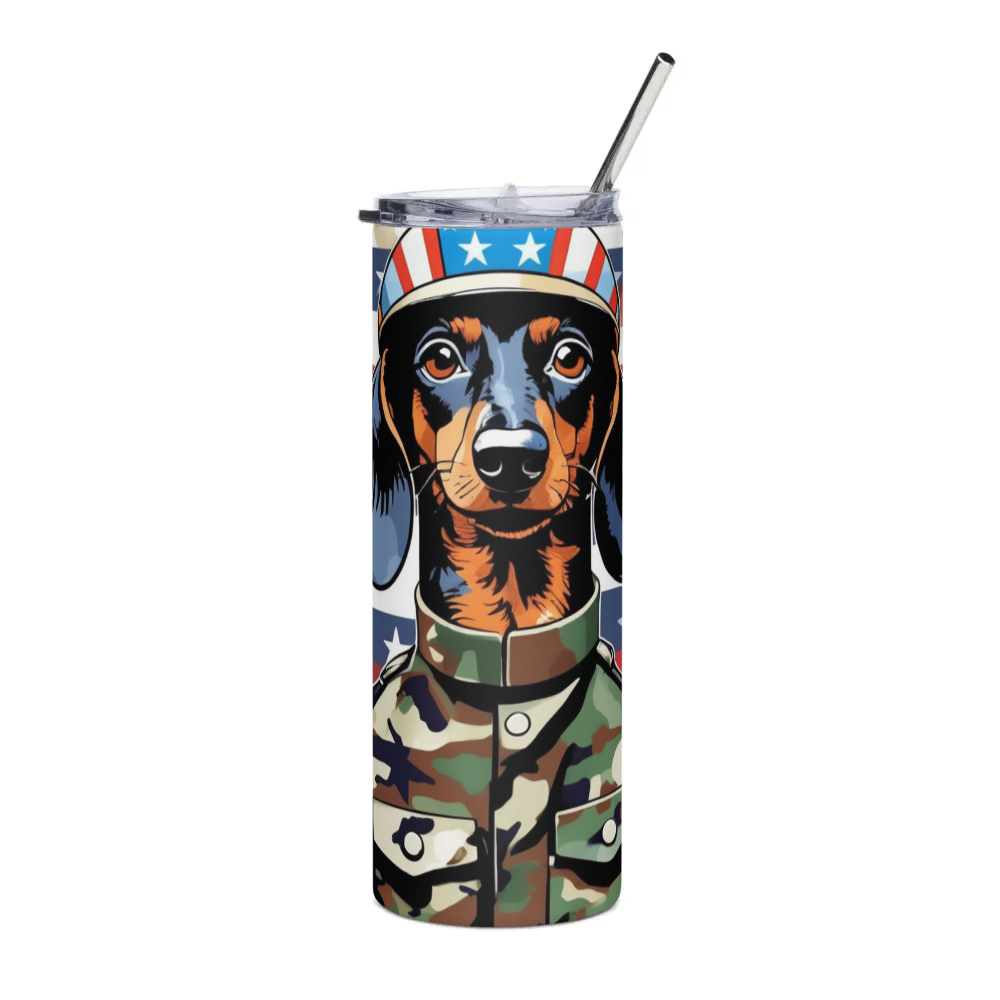 PugMug Custom Black Dachshund Stainless Steel Tumbler