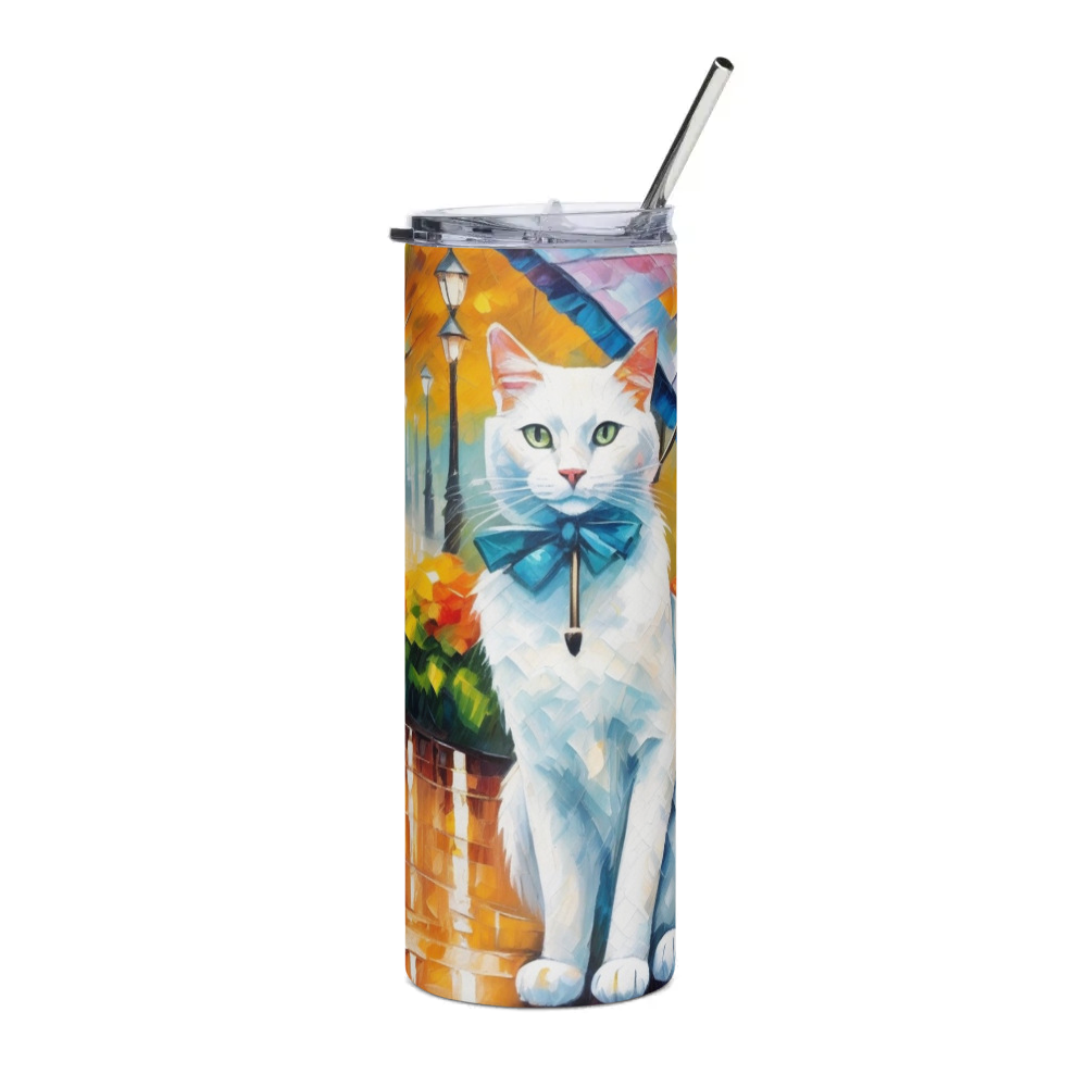 PugMug Custom White Companion Cat Stainless Steel Tumbler