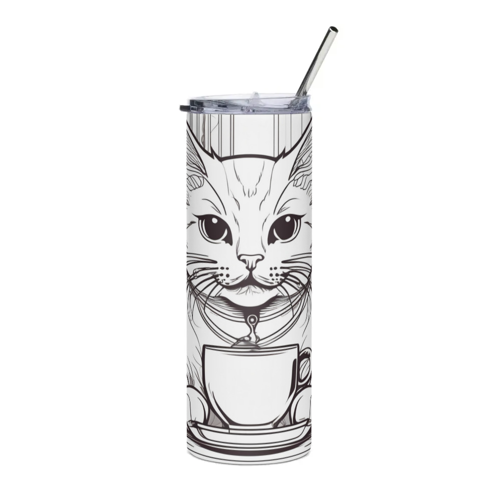 PugMug Custom White Companion Cat Stainless Steel Tumbler