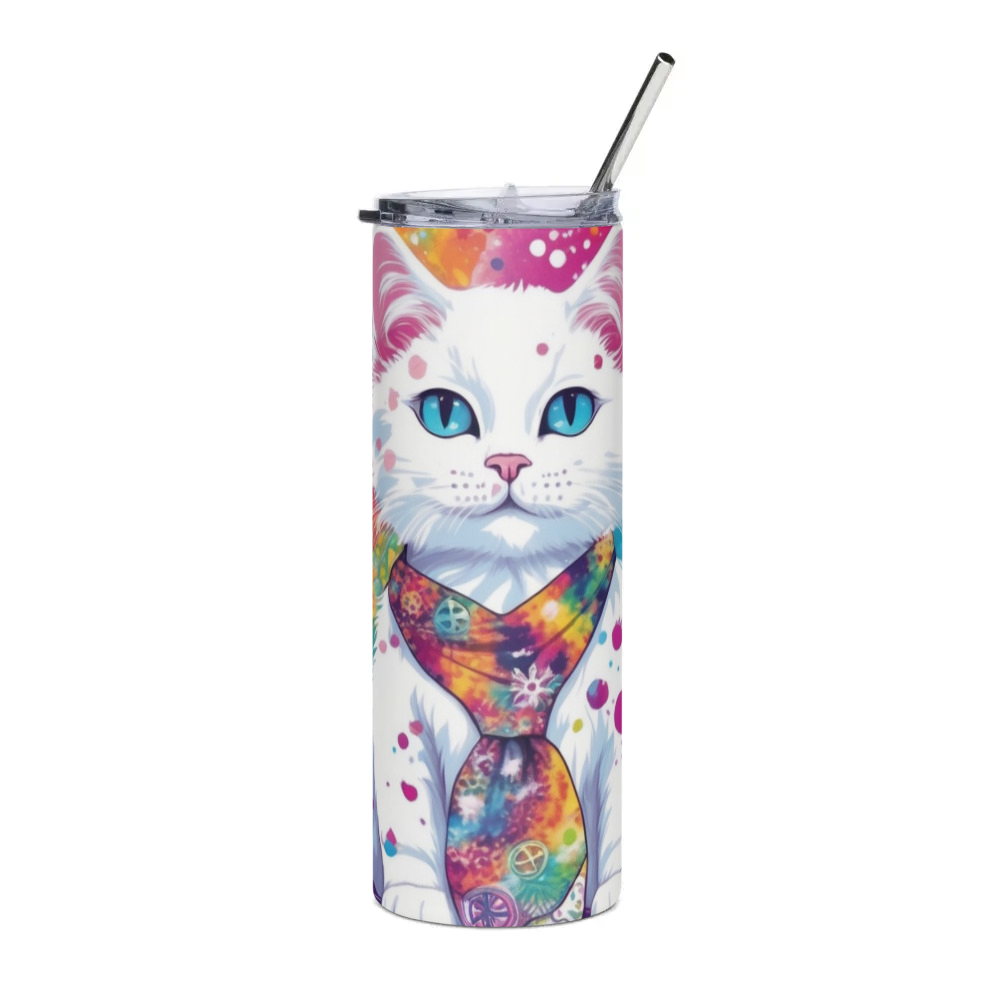 PugMug Custom White Companion Cat Stainless Steel Tumbler