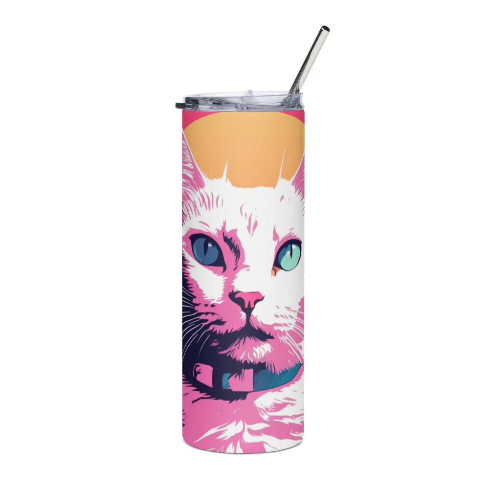PugMug Custom White Companion Cat Stainless Steel Tumbler