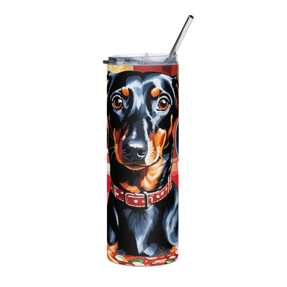 PugMug Custom Black Dachshund Stainless Steel Tumbler