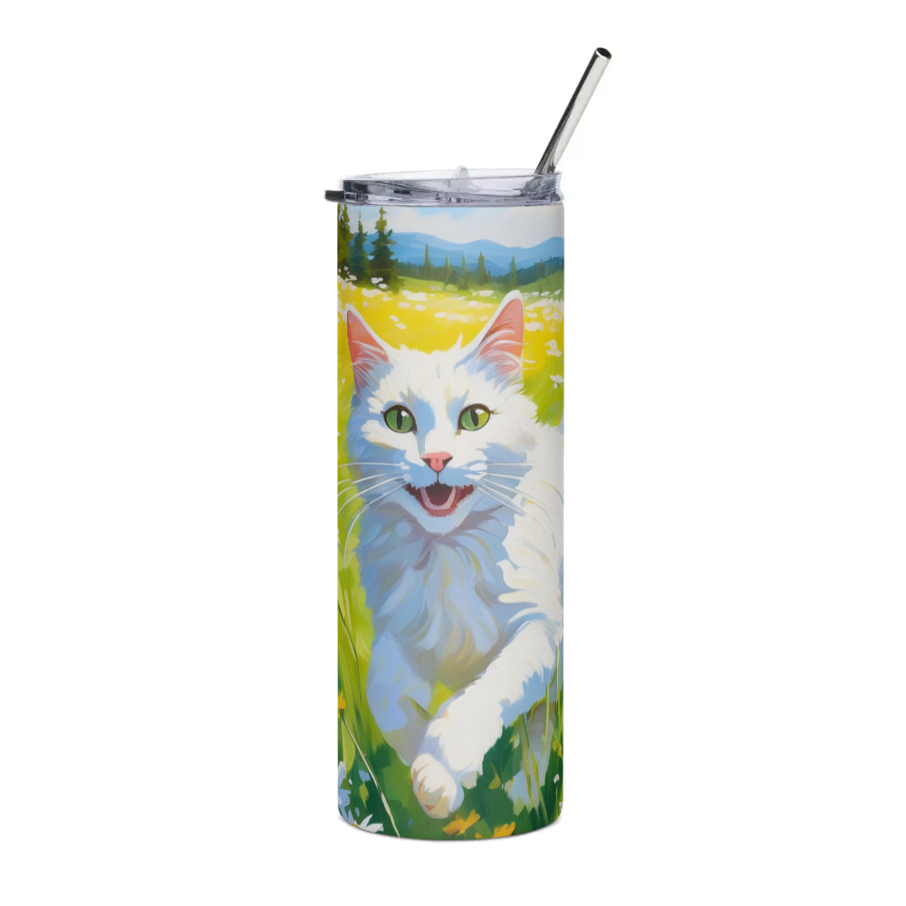 PugMug Custom White Companion Cat Stainless Steel Tumbler