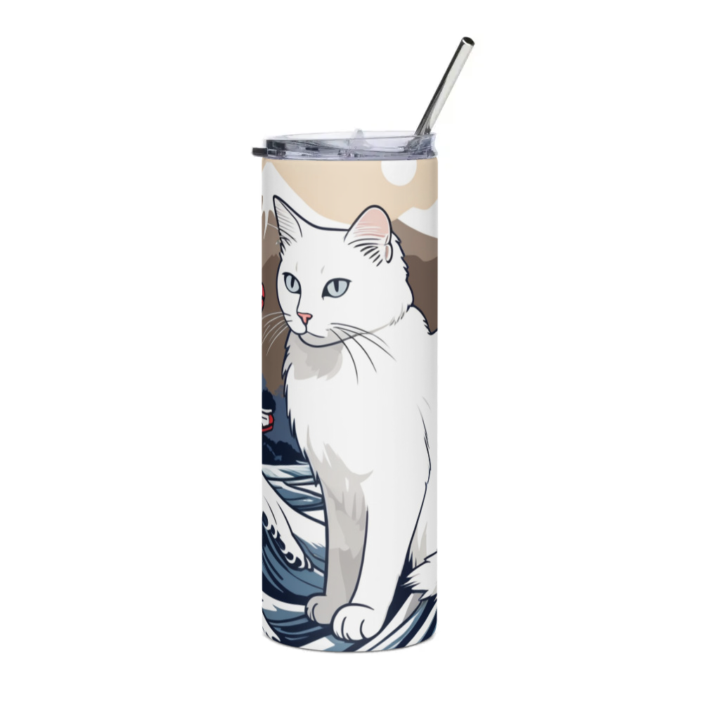 PugMug Custom White Companion Cat Stainless Steel Tumbler