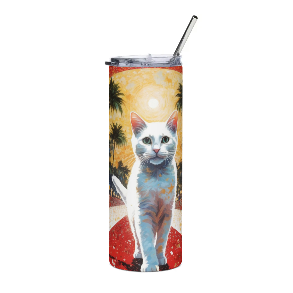 PugMug Custom White Companion Cat Stainless Steel Tumbler