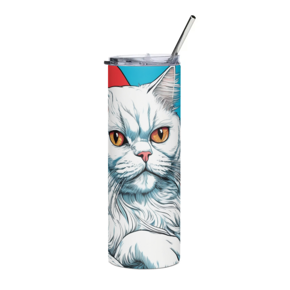 PugMug Custom White Persian Cat Stainless Steel Tumbler