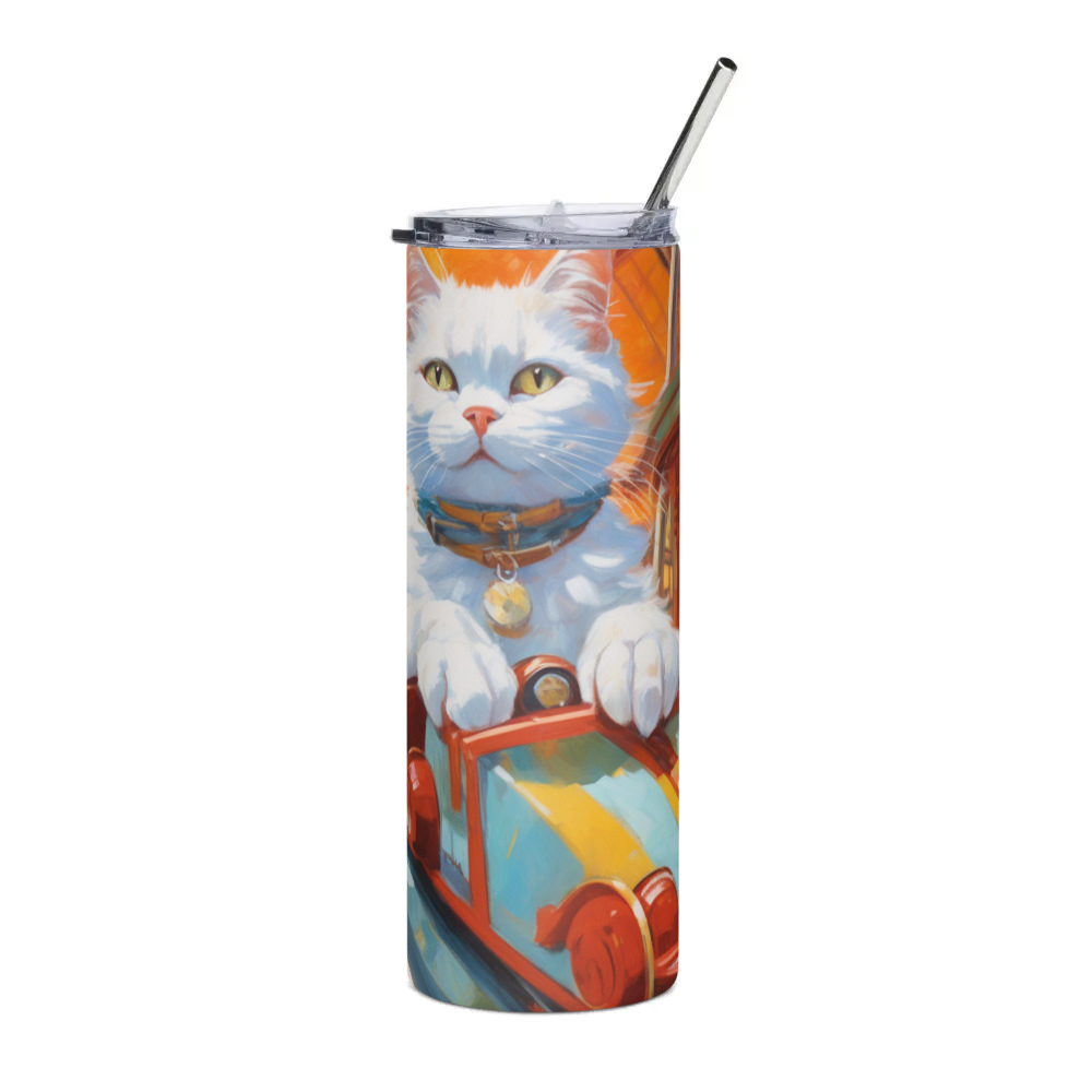 PugMug Custom White Companion Cat Stainless Steel Tumbler