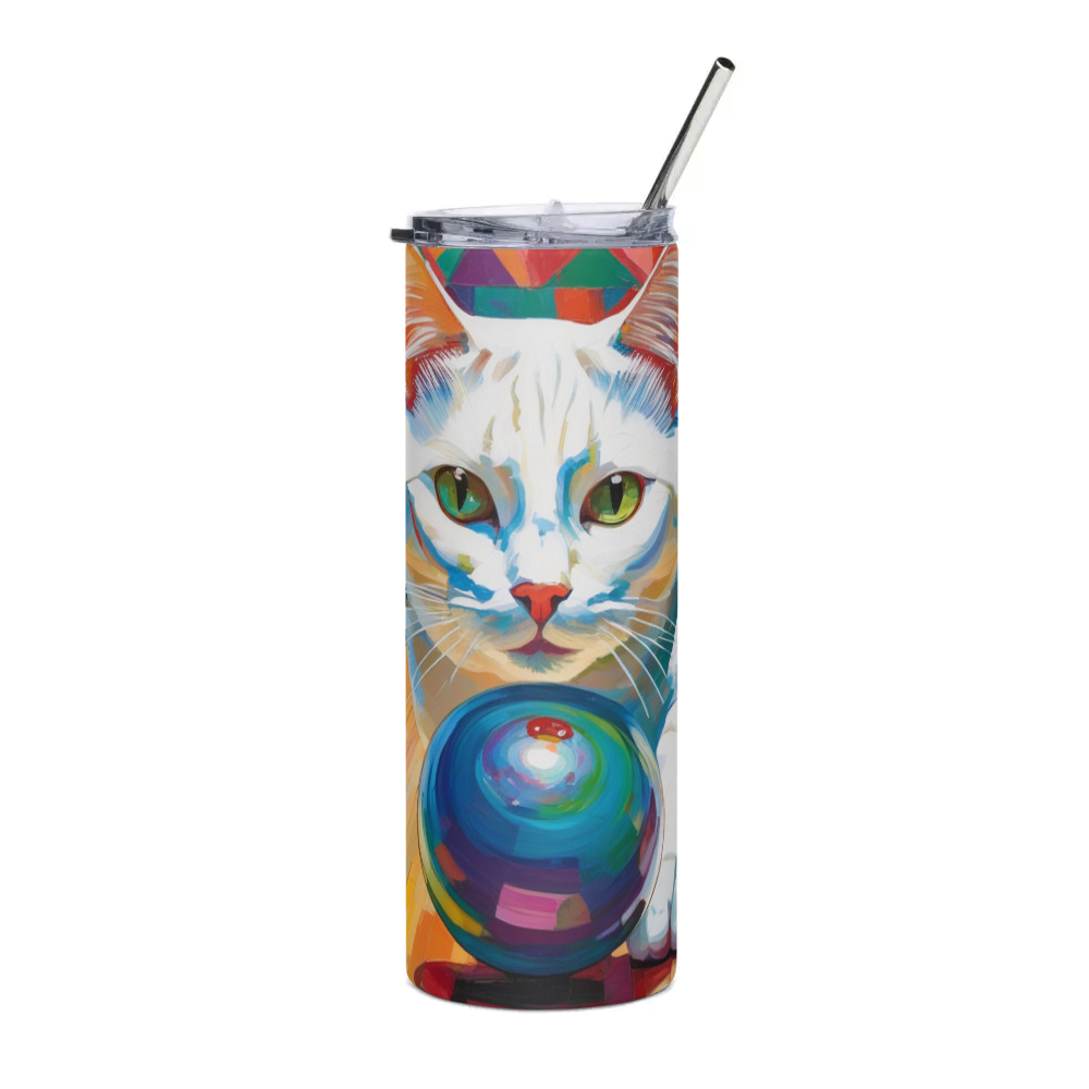 PugMug Custom White Companion Cat Stainless Steel Tumbler