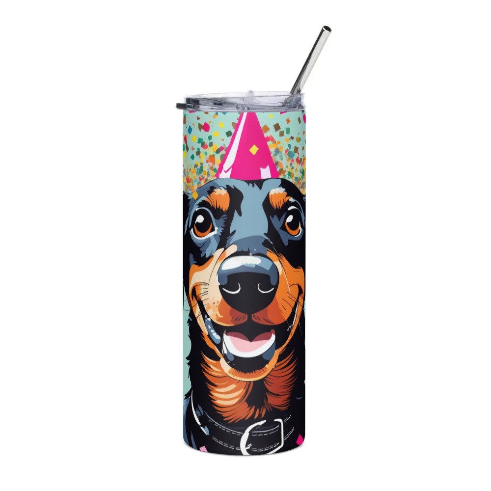 PugMug Custom Black Dachshund Stainless Steel Tumbler